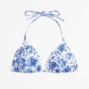 Abercrombie & Fitch Blue Floral Bikini Top